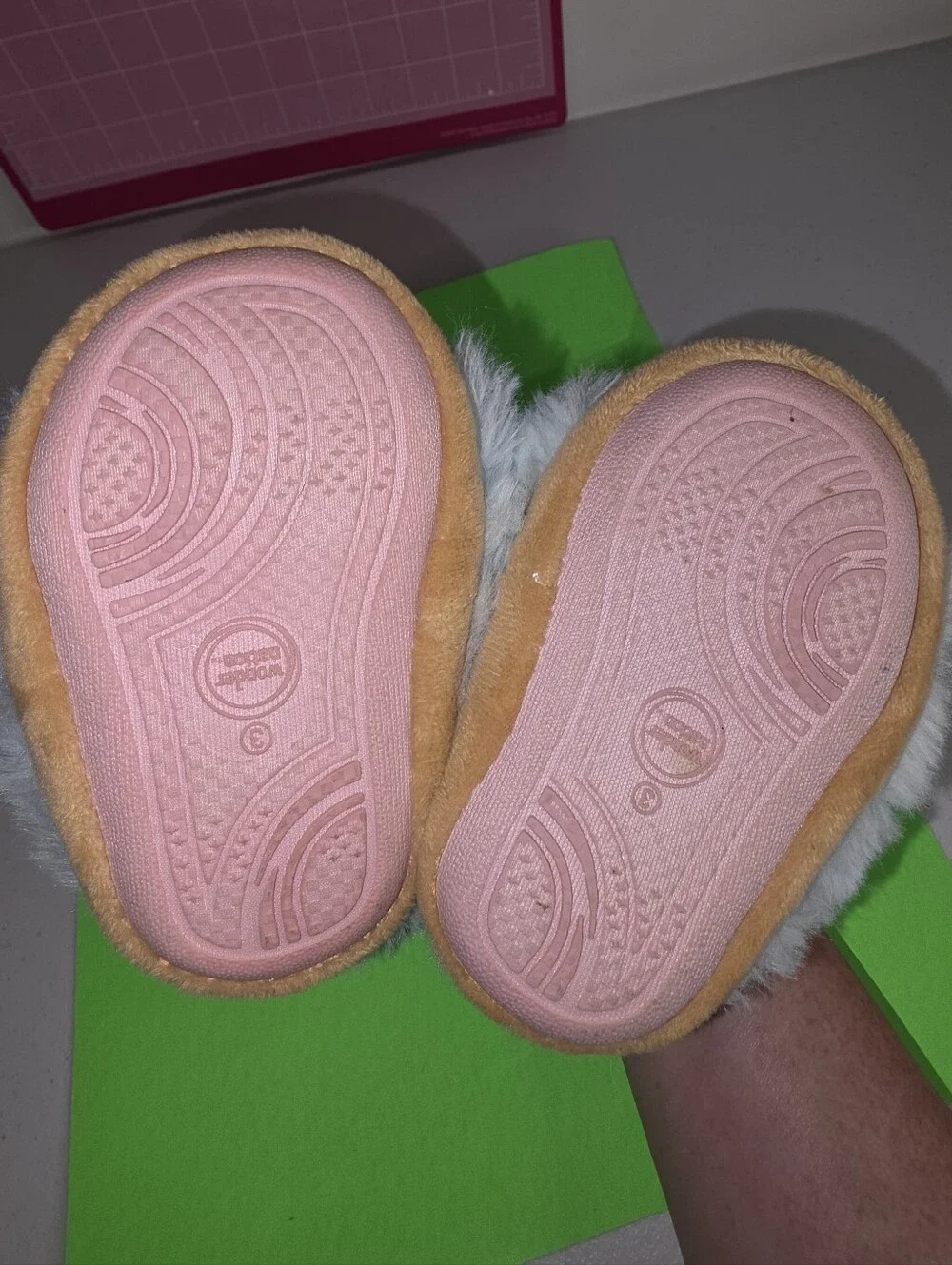 wonder nation Plush Unicorn Bootie Slippers Light Blue & Pink Gold Horn Sz 3